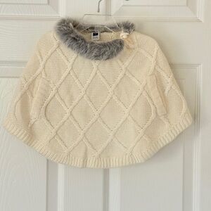 Janie and Jack knitted poncho with fur collar